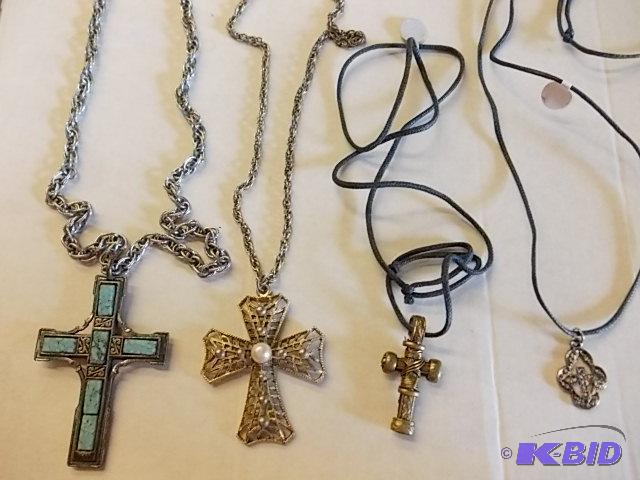 4-Cross Pendants (1-Is Reversible With Purple...