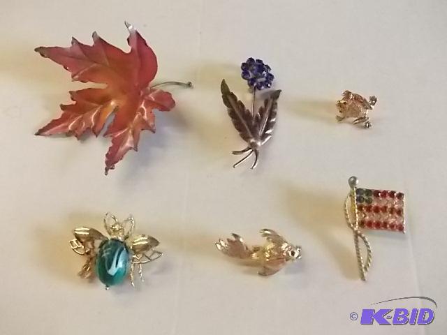 Lot Of 6-Assorted Brooch Pins...