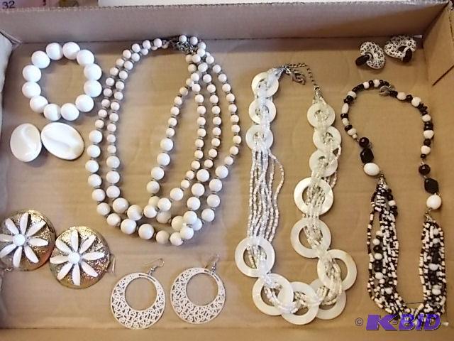 Lot Of Assorted White Tone Jewelry &nbsp3-N...