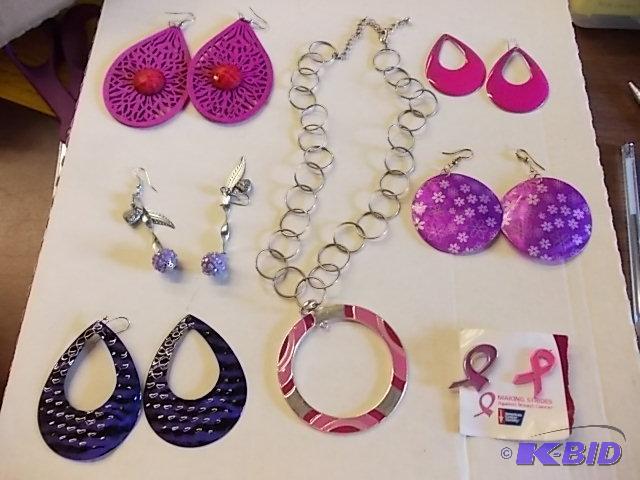 Lot Of PinkPurple Tones Jewelry &nbsp1-Nec...