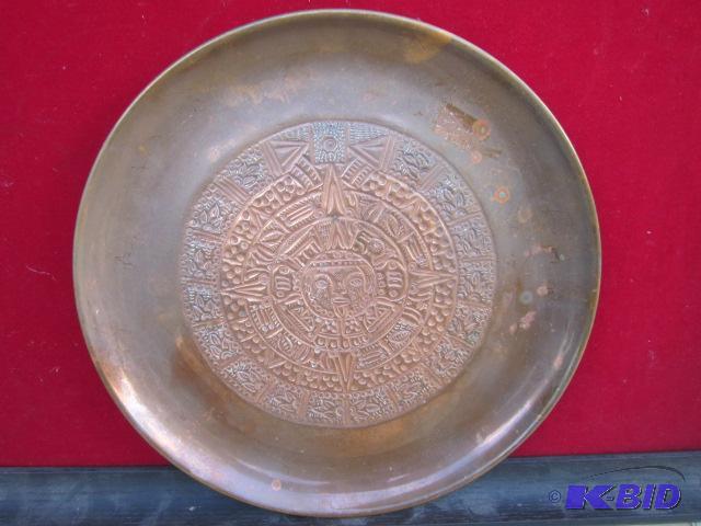 Solid copper 12 inch hand engraved serving tr...