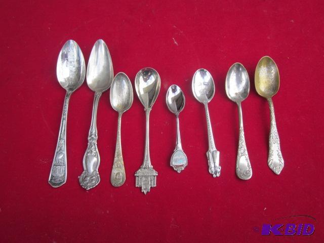 Lot of (8) silver plate decorative spoons.&nb...