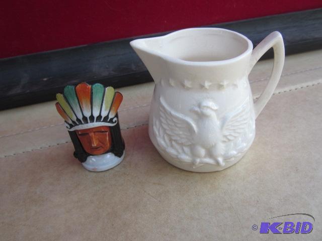Eagle half cup creamer and vintage Native Chi...