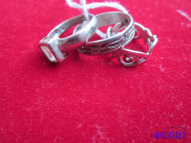 Lot of (3) sterling silver rings, all are mar...