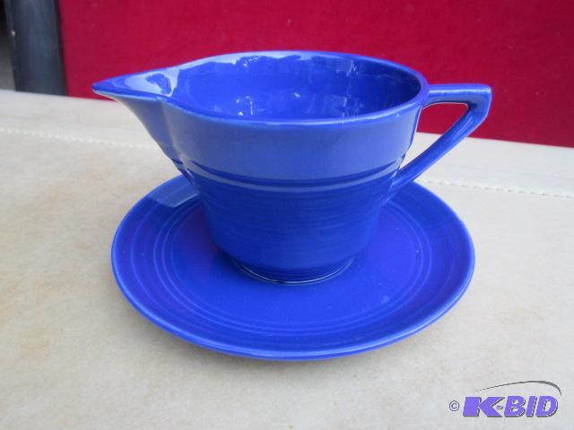 Fiesta blue saucer and creamer.&nbsp...