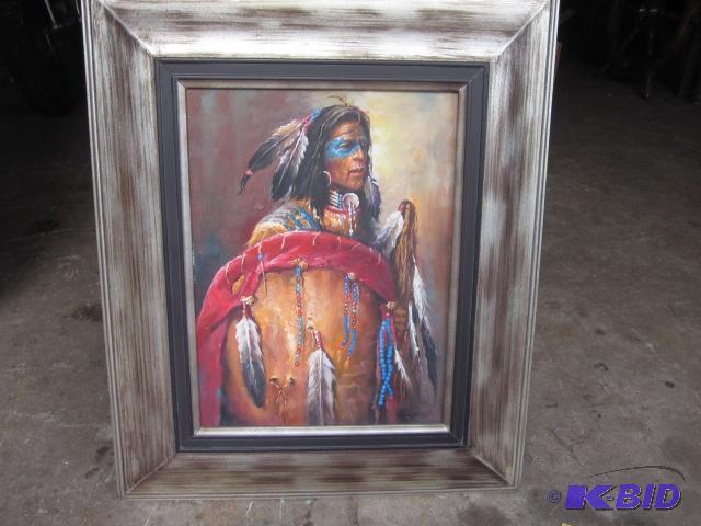 20 inch x 25 inch original framed Native Amer...