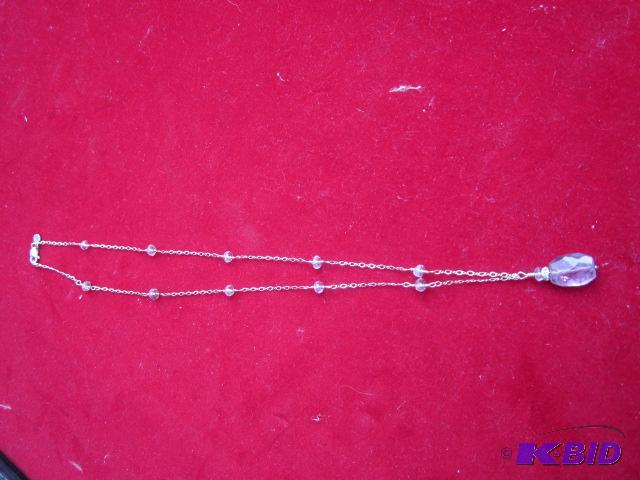 18 inch sterling silver necklace with purple ...