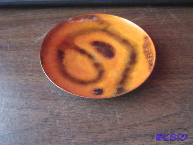 Small Mid Century and hand signed enamel over...