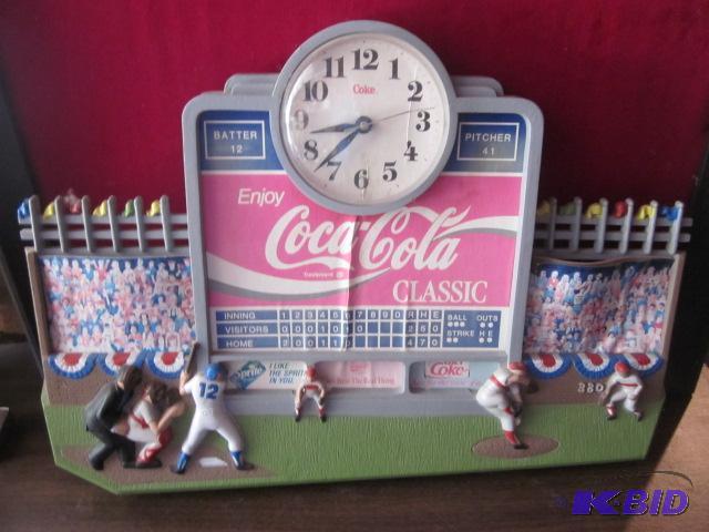 Vintage Coca Cola advertising baseball clock,...