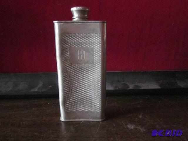 Vintage Royal Selangor pewter monogrammed fla...
