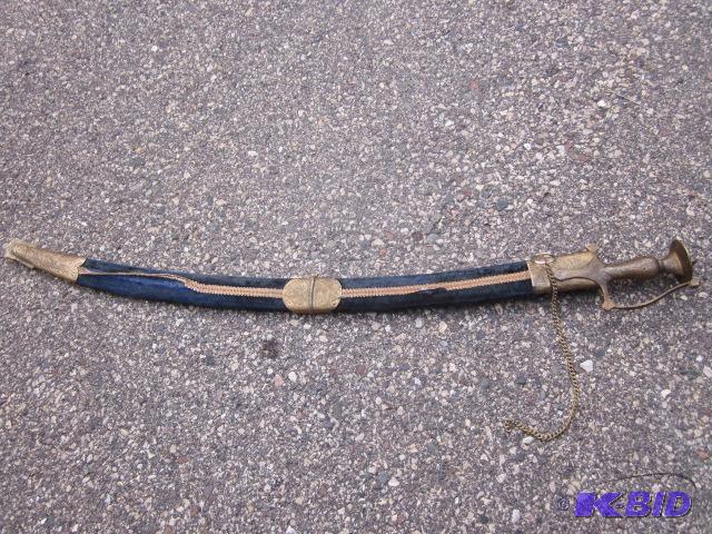 34 inch brass and other metal sword with shea...