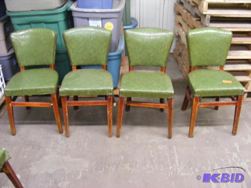 4 Green Wooden Chairs