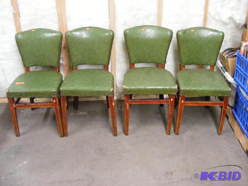 4 Green Wooden Chairs