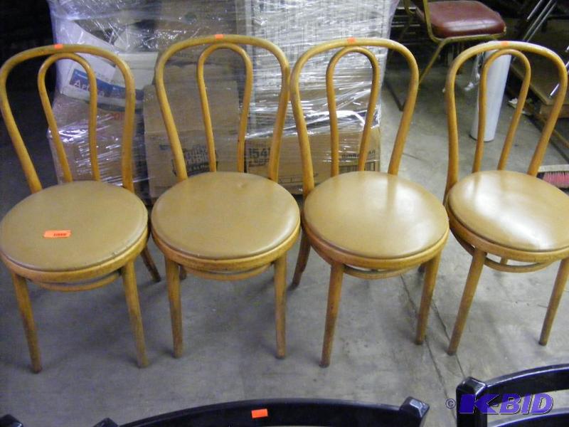 4 Tan Wooden Chairs