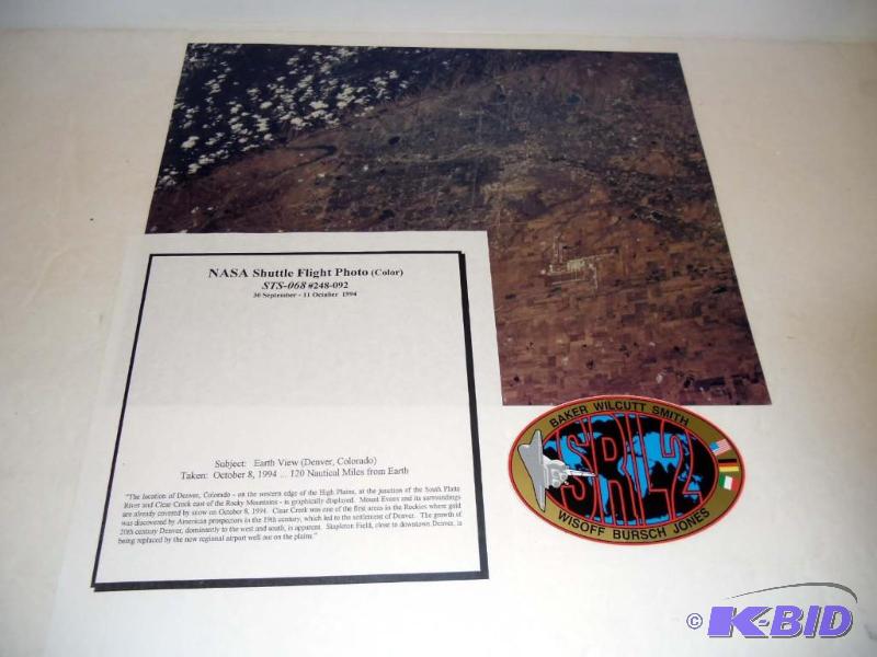 lot 20012 image: Earth View DENVER 120 Nautical Miles NASA Shuttle Flight Photos SRLR Baker Wilcutt Smith Patch
