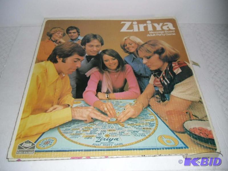 lot 20022 image: 1970s E.S. Lowe ZIRIYA Message Board Adult Party Game Wood Board with Pointer and Instructions