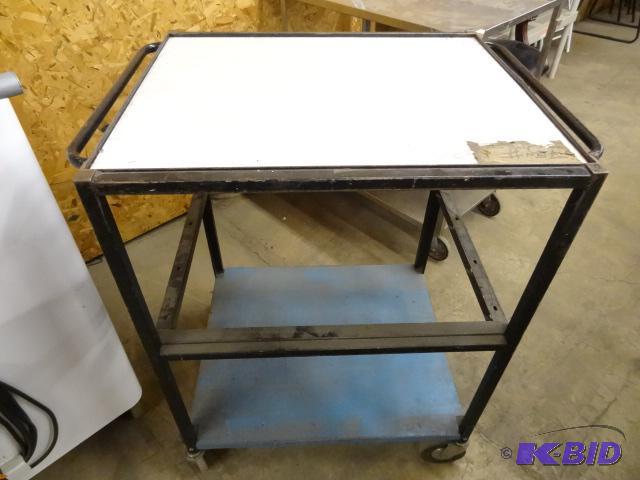 lot 12 image: Metal Cart on Wheels 33 x 25 x 40...
