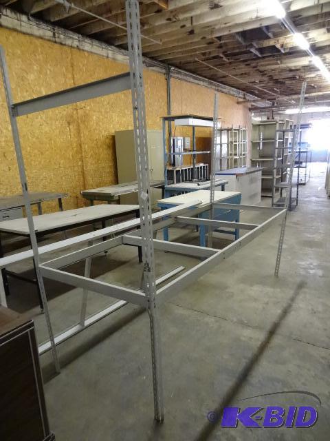 lot 129 image: Metal Slide N Lock Storage Shelf 2 Shelf 96 x...