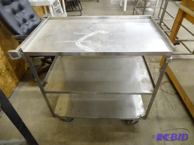 lot 13 image: Stainless Cart on Wheels. 36 x 21 x 37...