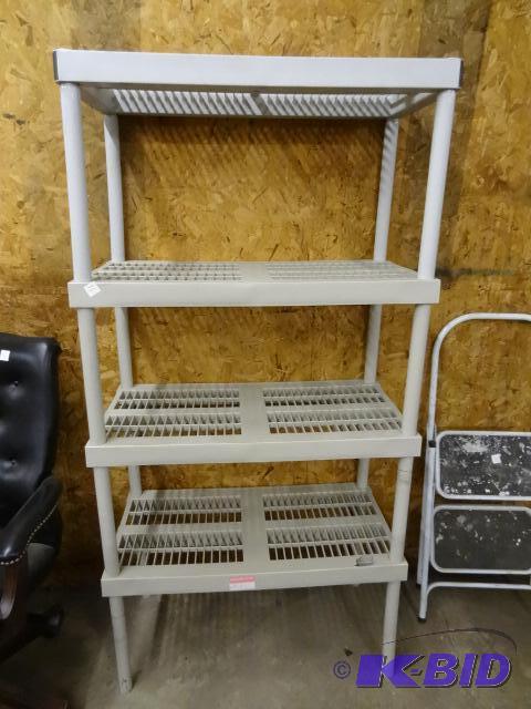 lot 15 image: 4 Tier Poly Shelf Unit. 36 x 18 x 72...