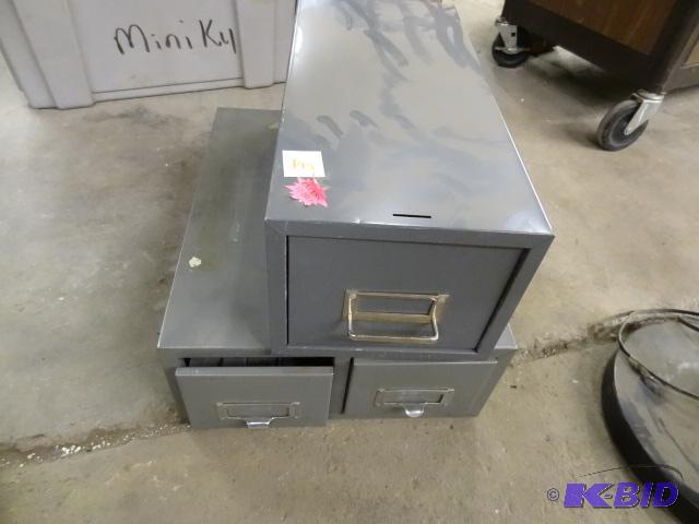 lot 195 image: 3 Index Card Drawers Metal...