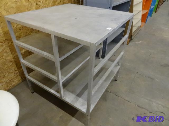 lot 34 image: Aluminum Work Bench and Storage Unit 35 x 35 ...