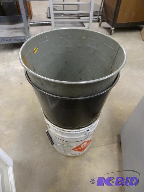 lot 96 image: 2 Metal Garbage Cans. Metal Bucket...