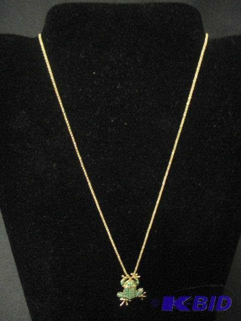 lot 14 image: New Swarovski Charm Necklace Frog Crystal Costume Jewelry