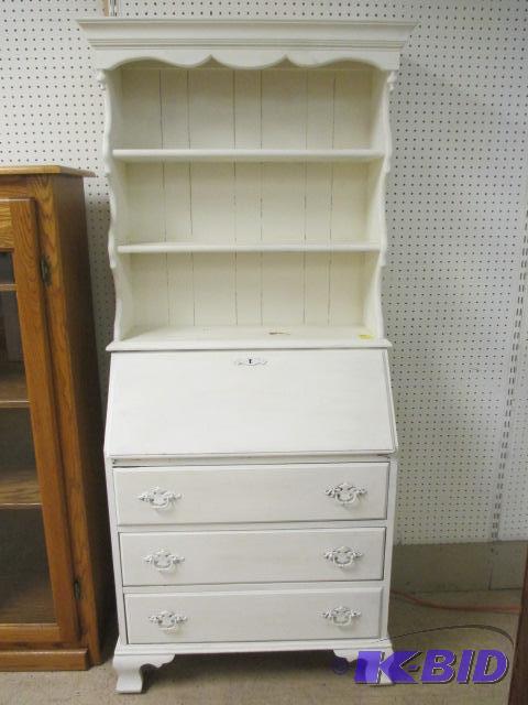 lot 45 image: White Painted Chppendale Style Drop Down Secretary