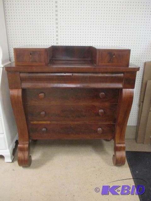 lot 46 image: Antique Mahogany Empire Style Chest of Drawers Dresser