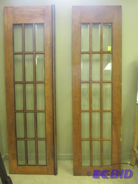 lot 76 image: Vintage Wood French Doors Glass Panels