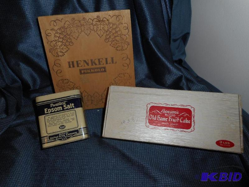 lot 42 image: Boxes, Wood, Tin, Cardboard