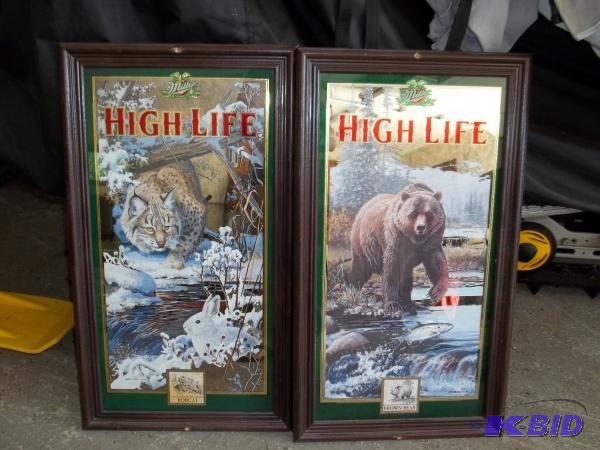 Miller High Life, Bobcat, Brown Bear sign bot...