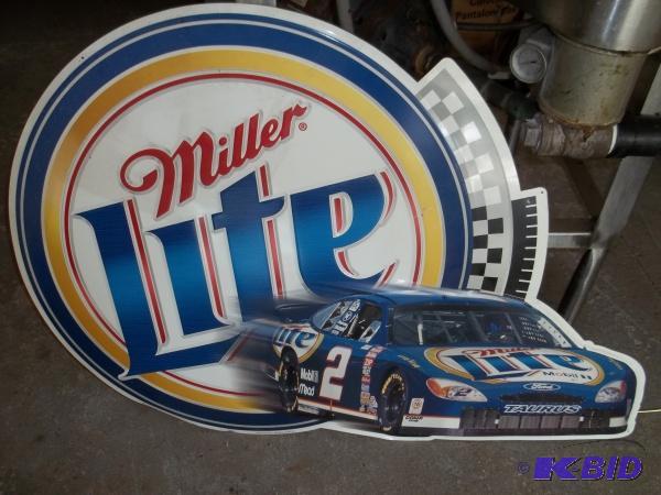 Miller Lite car sign metal 39x28...