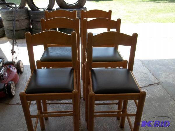 5 Black bar stools I Blue, 28&quot high...