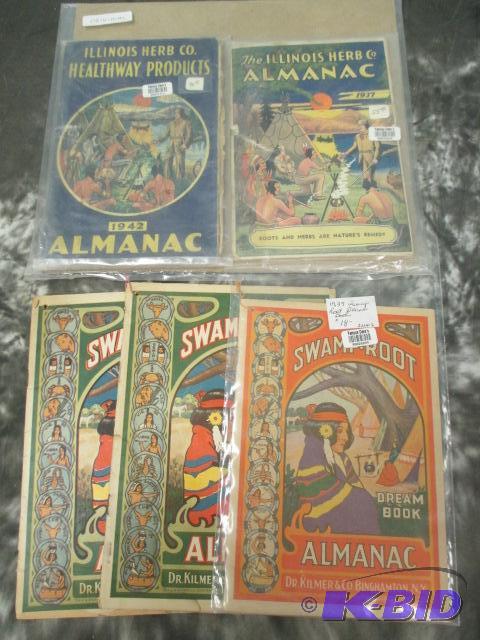 lot 00018 image: Lot of Old Illinois Herb Co Almanacs Swamp Root 1937 1942