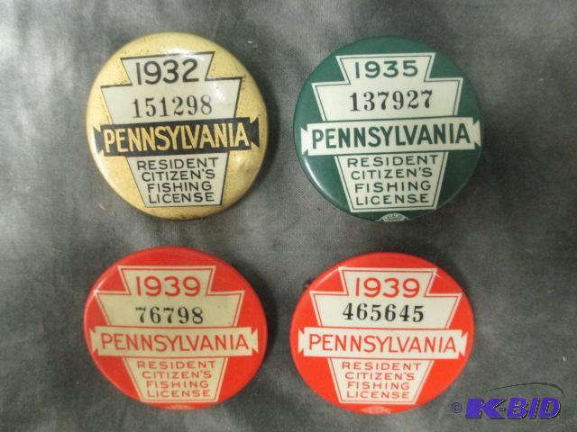 lot 00029 image: Vintage fishing license pin backs