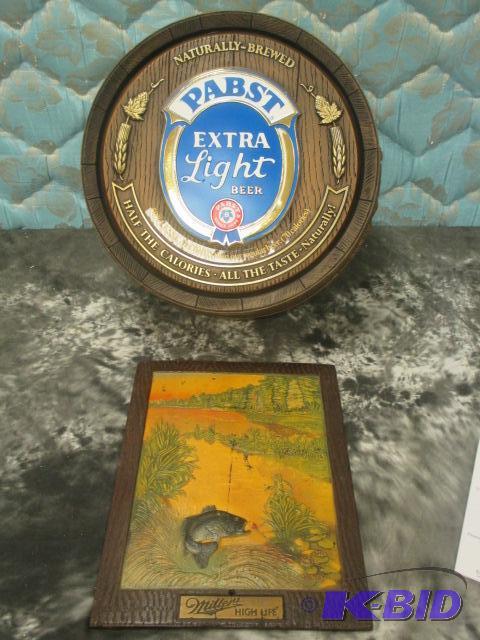 lot 00038 image: Vintage Miller High Life  and modern Pabst extra light collectibles