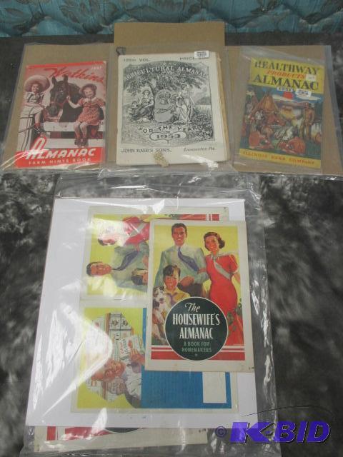 lot 12 image: Lot of 6 Old Almanacs Watkins John Baers & Sons Heathway & Housewifes