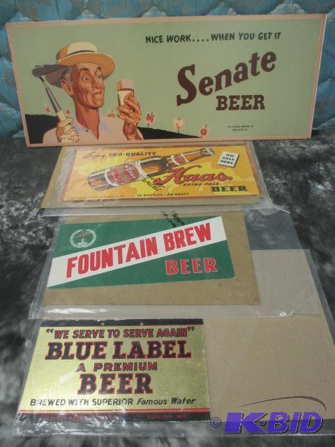 lot 14 image: Lot of 4 Advertising Beer Signs Master Copies