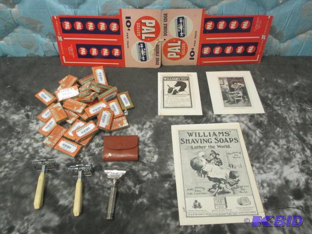 lot 32 image: Huge Lot of Vintage Razor Blades Shaving Items and Advertising