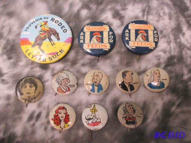 lot 35 image: Lot of 11 vintage Kelloggs pinback buttons