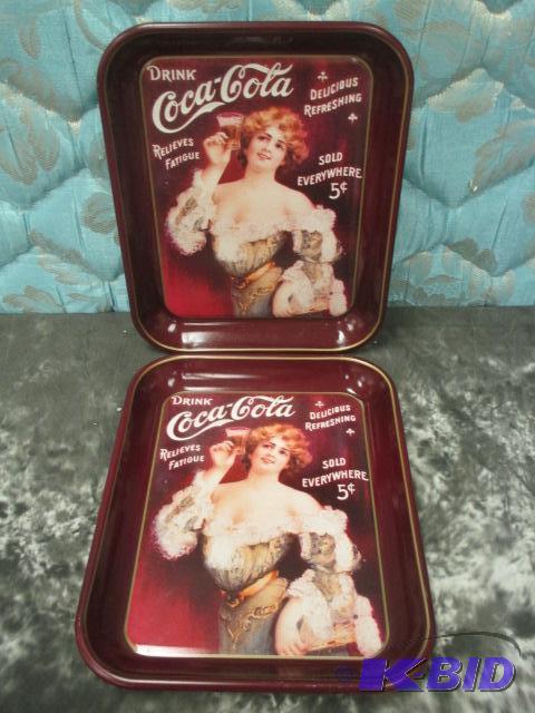 lot 36 image: Lot of 2 Drink Coca-Cola tip trays