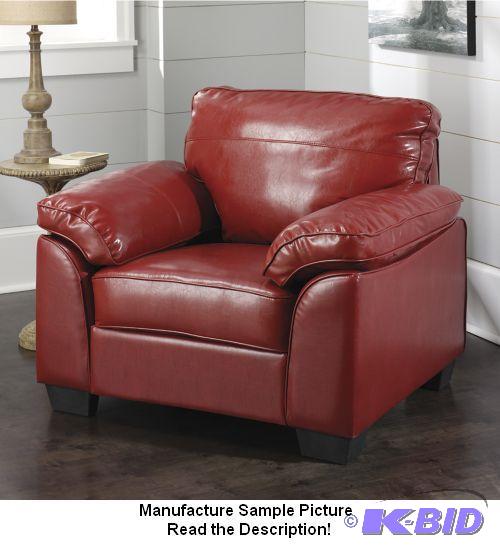 Like Leather Plush Chair - Red - This plumply...