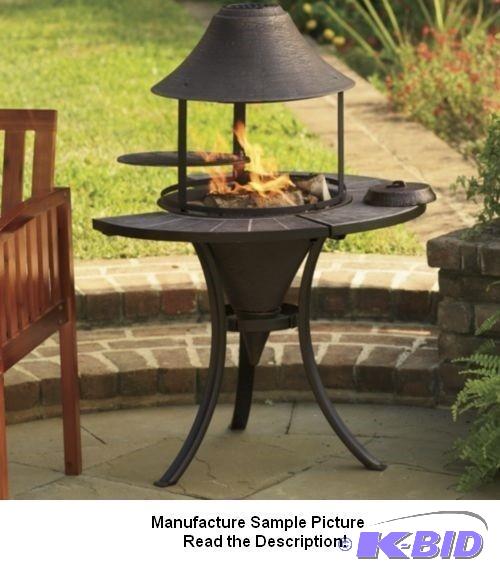 Round Chiminea Outdoor Bar B Q Grill - This c...