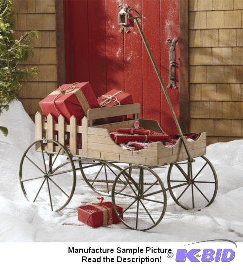 Picket Fence Garden Wood Cart - Spring, summe...