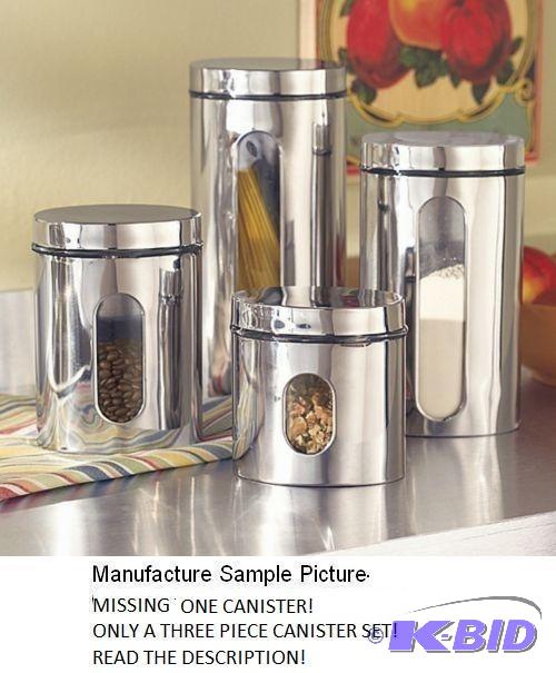 Three Piece Stainless Steel Canister Set with...