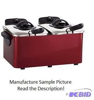 Ginnys Red and Stainless Dual Deep Fryer - G...