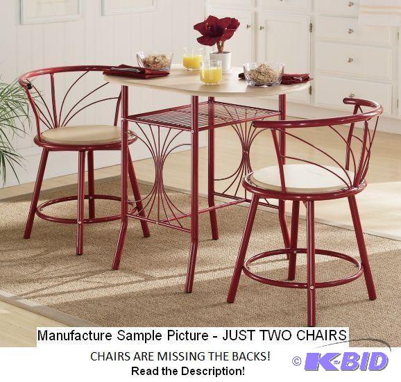 Pair of Red Bistro Chairs - Missing the backs...