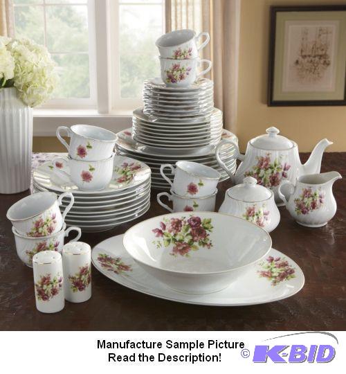 47 Piece Peony Design Fine China Set -&nbspG...